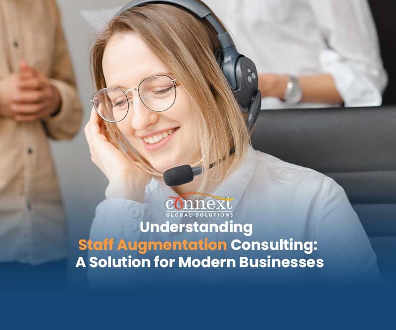 Understanding Staff Augmentation Consulting A Solution for Modern Businesses caucasian woman wearing headset latin americans meeting in office corporate