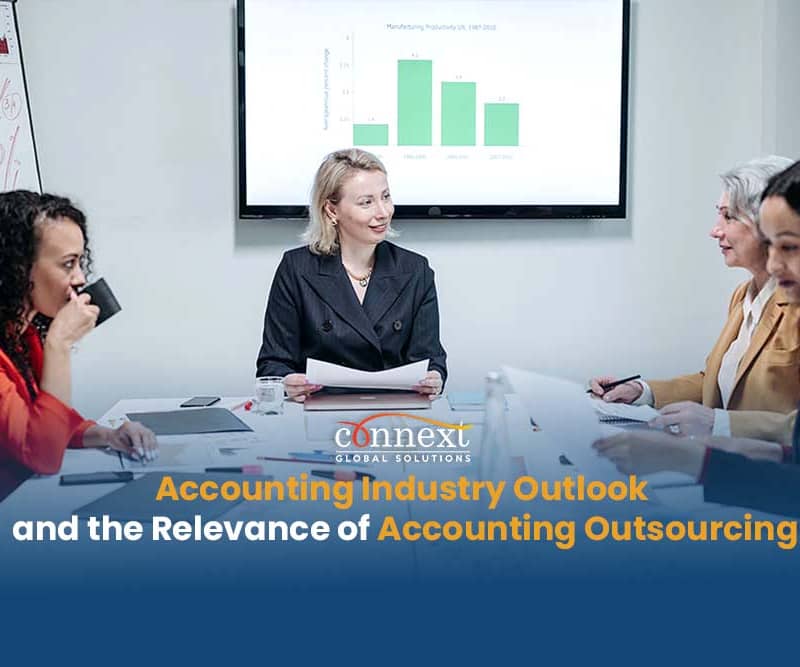 Accounting Industry Outlook and the Relevance of Accounting Outsourcing 3 people in an office meeting