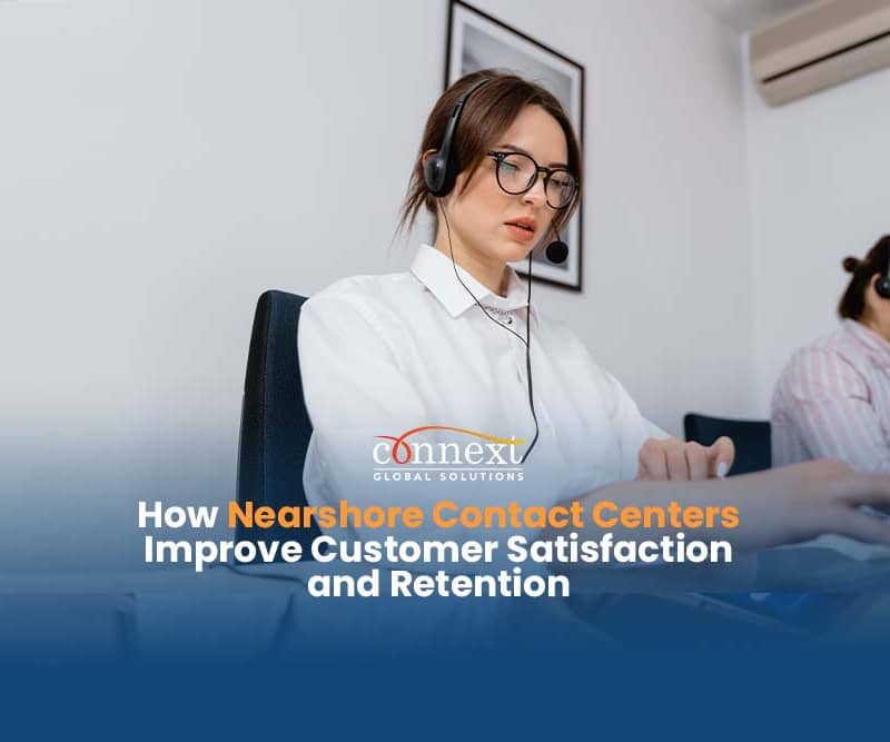 How-Nearshore-Contact-Centers-Improve-Customer-Satisfaction-and-Retention-woman-with-headphones-in-corporate-attire-office-working