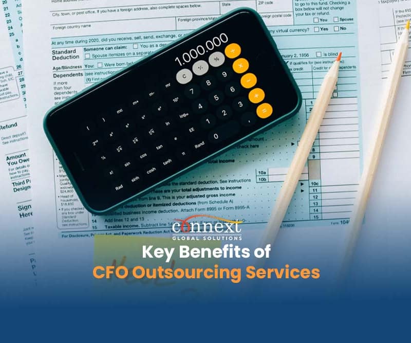 Key Benefits of CFO Outsourcing Services calculator and ballpen for accounting