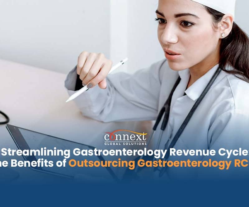 Streamlining-Gastroenterology-Revenue-Cycle-The-Benefits-of-Outsourcing-Gastroenterology-RCM-woman-in-medical-gown-using-tablet