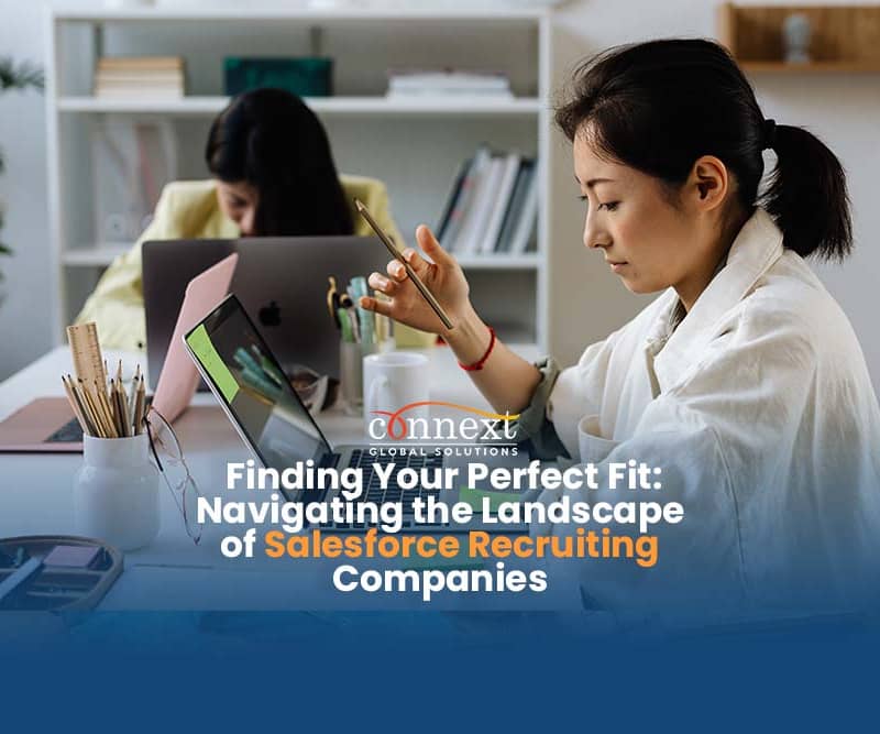 Finding-Your-Perfect-Fit-Navigating-the-Landscape-of-Salesforce-Recruiting-Companies-woman-in-corporate-attire-working-with-laptop-coding-in-office