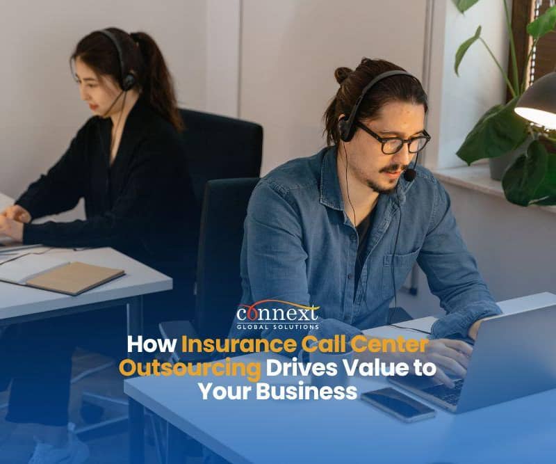 How Insurance Call Center Business Process Outsourcing Drives Value to Your Business man and woman in corporate attire with laptop and office desk in office