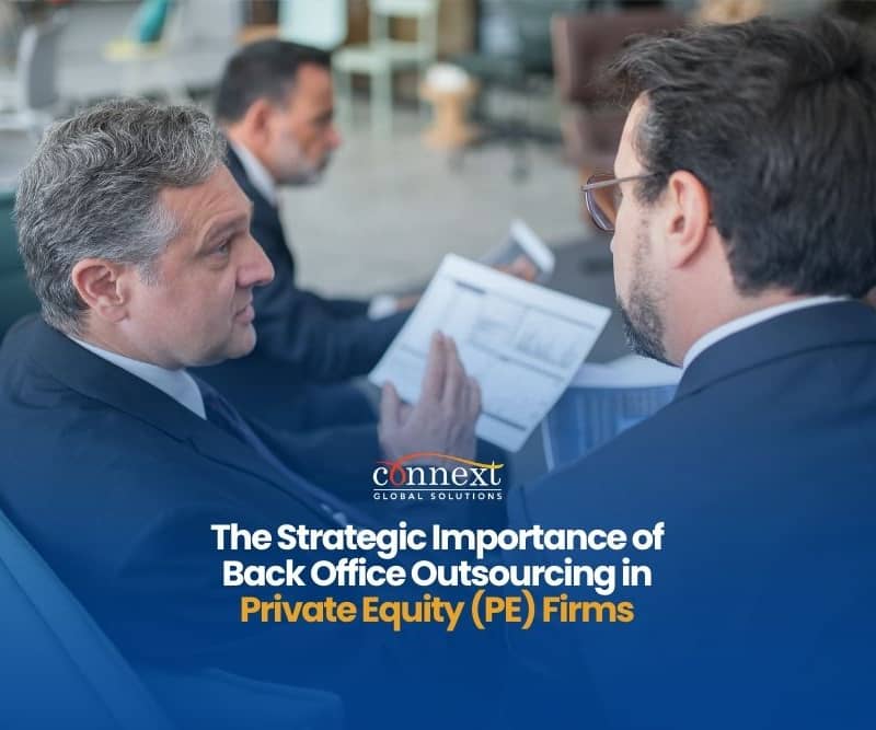 The Strategic Importance of Back Office Outsourcing in Private Equity (PE) Firms men in corporate attire holding graph