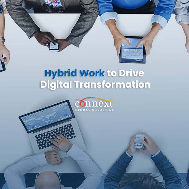 office space people mobile devide technologyHybrid Work to Drive Digital Transformation